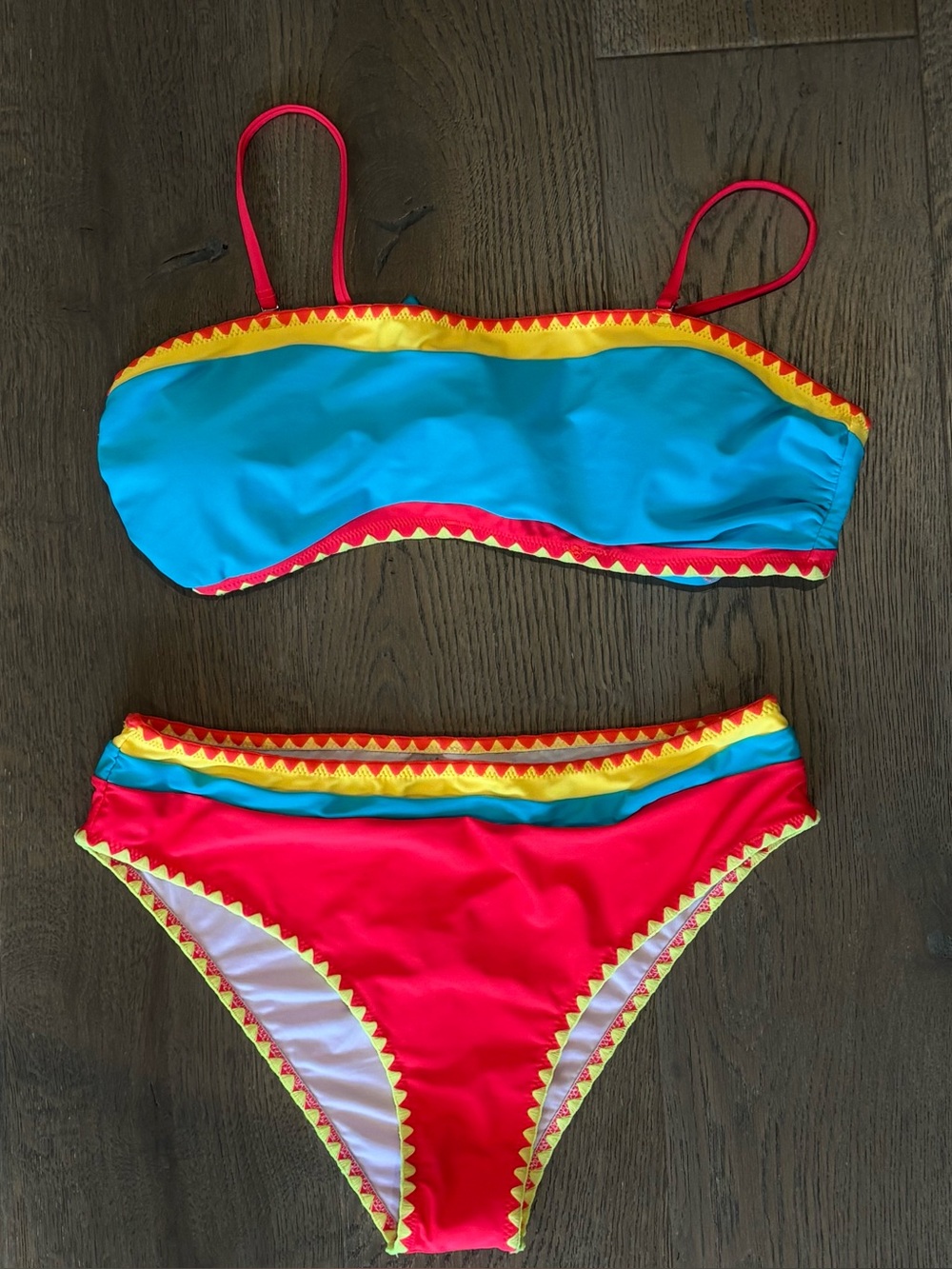 NWT Popvil Y2K Colorblock Bikini XL – High Cut Retro Sporty Swimsuit 🌈🔥